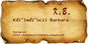 Kálmánczi Barbara névjegykártya